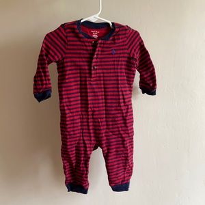 Ralph Lauren red stripe footless onesie size 9 months